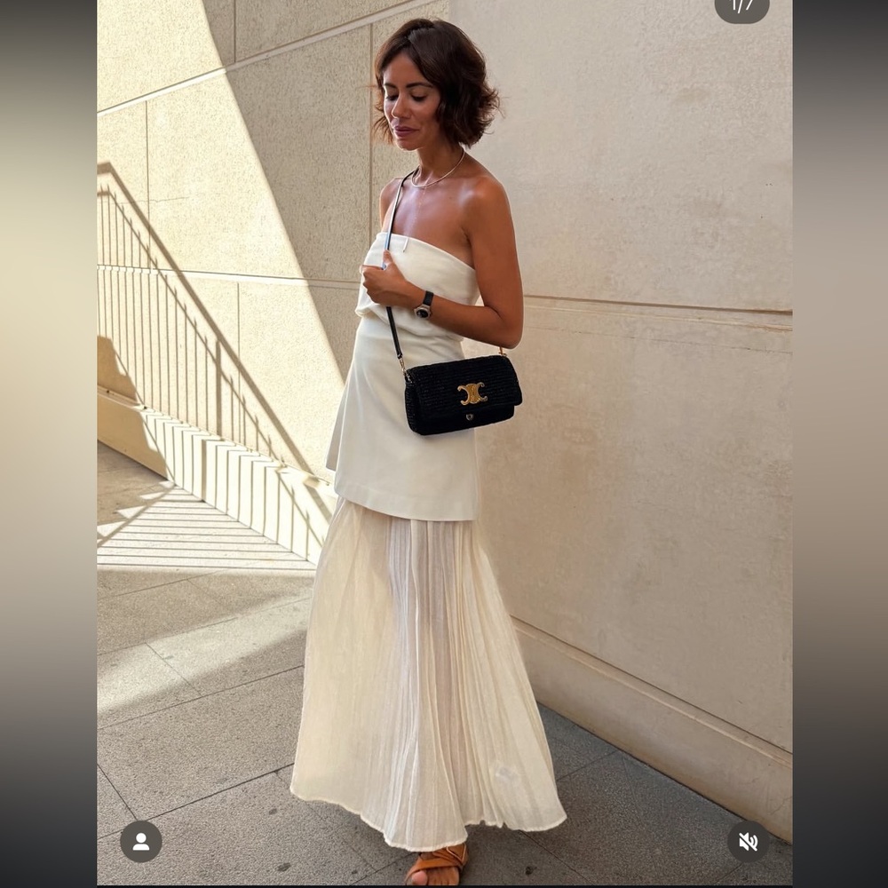 ZARA COMBINATION STRAPLESS MIDI DRESS - Picture 12 of 17